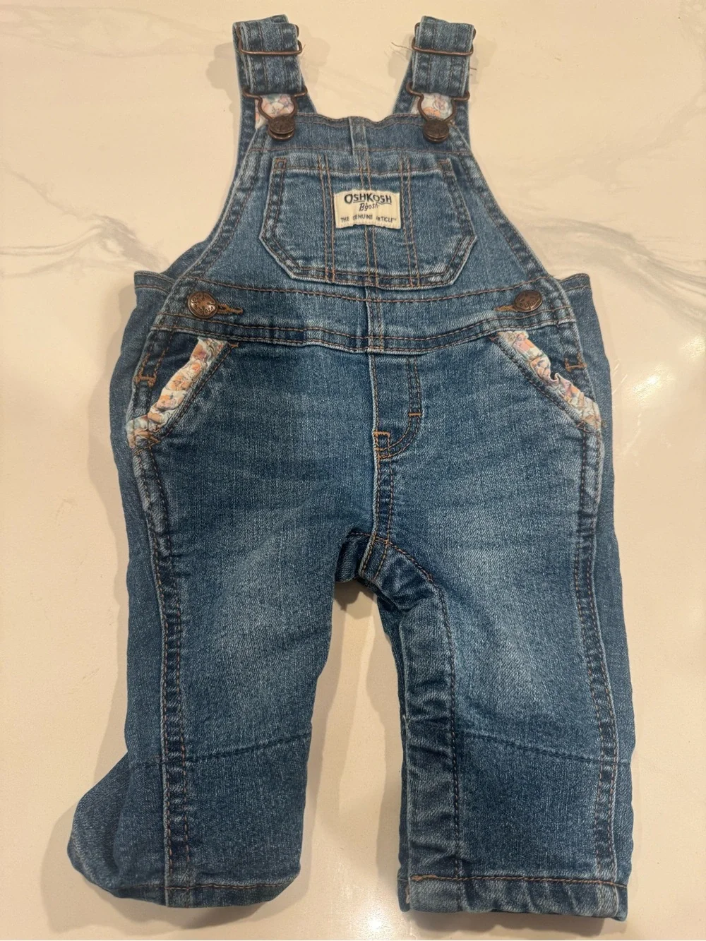 OshKosh B'gosh Denim Overalls with Floral Trim